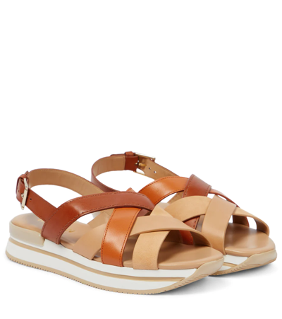Shop Hogan H257 Woven Leather Sandals In 0