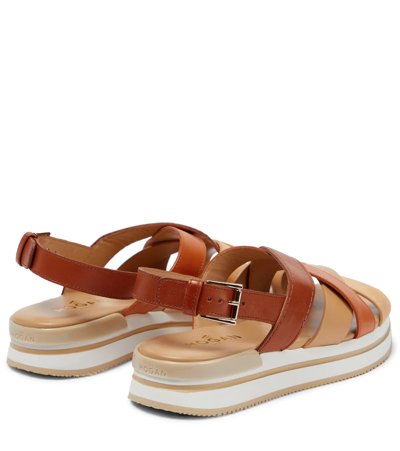 Shop Hogan H257 Woven Leather Sandals In 0