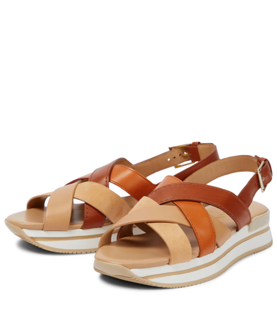 Shop Hogan H257 Woven Leather Sandals In 0