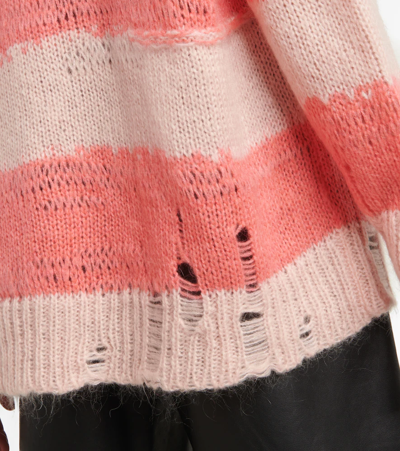 Shop Acne Studios Striped Distressed Sweater In Palepink