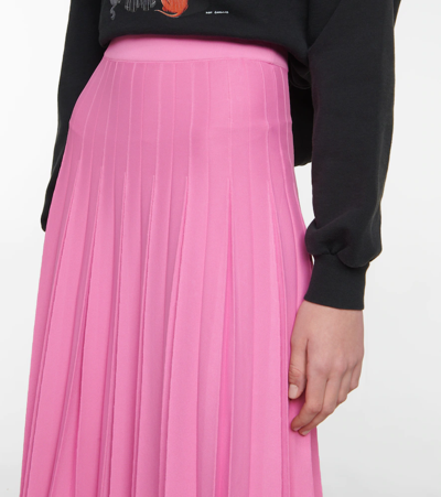Shop Balenciaga Pleated Midi Skirt In Pink
