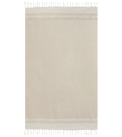 Shop Brunello Cucinelli Linen Blanket In Lessive'/bianco