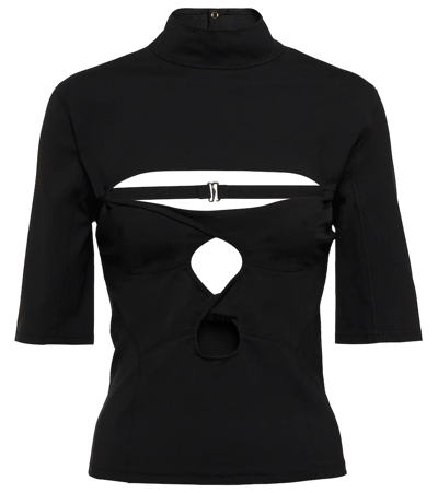 Shop Jacquemus Le Haut Plami Cutout Wool-blend Top In Black