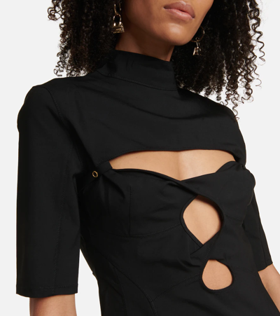 Shop Jacquemus Le Haut Plami Cutout Wool-blend Top In Black