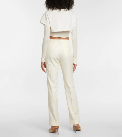 Shop Jacquemus Le Pantalon Marino High-rise Pants In Off-white