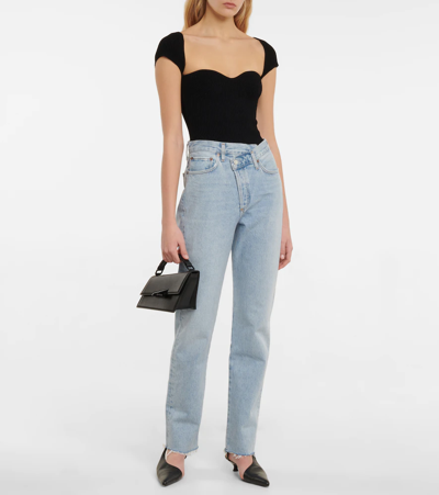 Shop Agolde Criss Cross High-rise Straight Jeans In Dimension