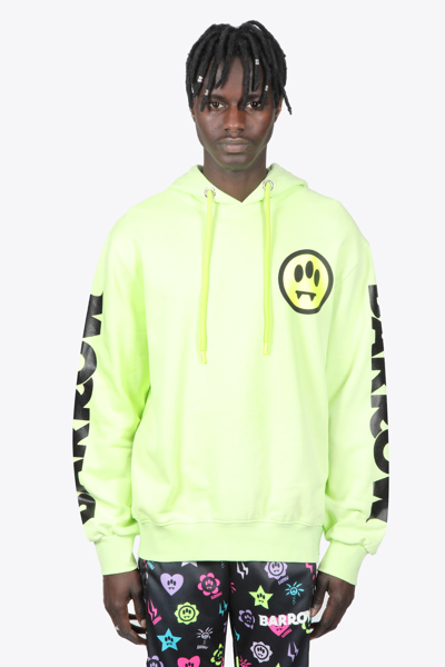 Shop Barrow Hoodie Unisex Neon Yellow Hoodie With Smile Print In Lime