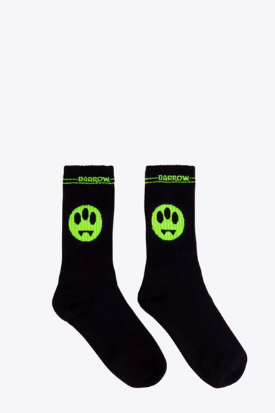 Shop Barrow Socks Unisex Black Cotton Socks With Smile And Logo In Nero