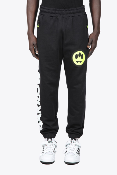 Shop Barrow Sweatpants Unisex Black Cotton Sweatpant With Smile And Logo Print In Nero