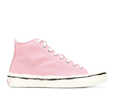 Shop Marni Ladies Pink Cotton Canvas High-top Sneakers