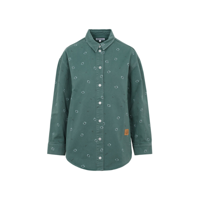 Shop Kenzo Cotton Shirt In Green