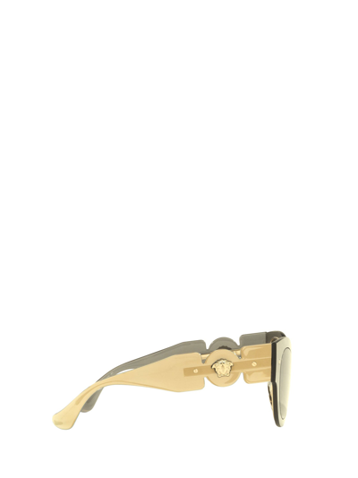 Shop Versace Eyewear Sunglasses In Transparent Brown Mirror Gold