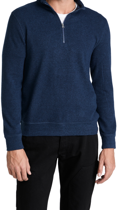 Shop Faherty Legend Sweater Quarter Zip Navy Twill