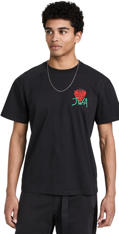 Shop Jw Anderson Embroidered Strawberry Jwa T-shirt In Black