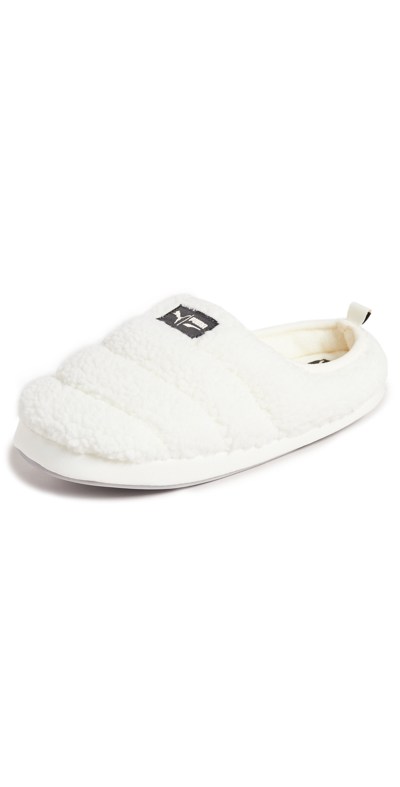 Puma Scuff Sherpa Slippers In White In White/black | ModeSens