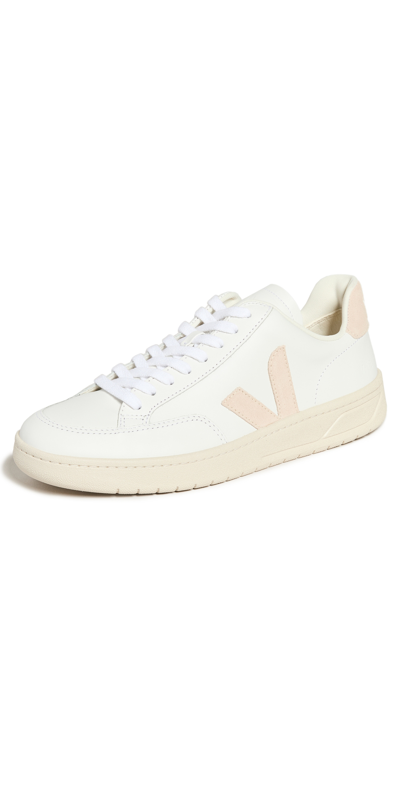 Shop Veja V-12 Leather Sneakers Extra White/sable