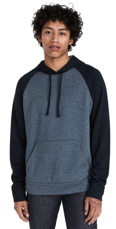 Shop Vince Colorblock Double Knit Hoodie In H Driver/coastal