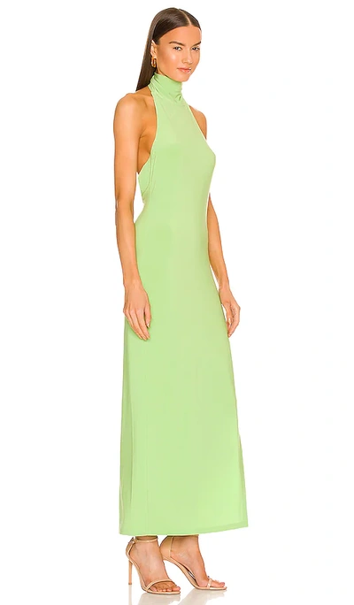 halter turtle side slit gown in pewter norma kamali