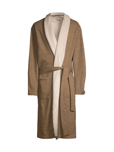 Shop Ugg Heritage Comfort Robinson Double-knit Robe In Brown