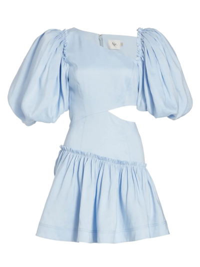 Shop Aje Women's Chateau Puff-sleeve Mini Dress In Sky Blue
