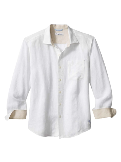 Shop Tommy Bahama Men's Ventana Plaid Linen Shirt In White