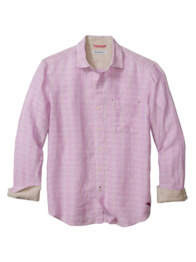 Shop Tommy Bahama Men's Ventana Plaid Linen Shirt In Pale Passion