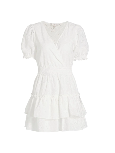 Shop Wayf Women's Reese Smocked-waist Tiered Mini Dress In Ivory