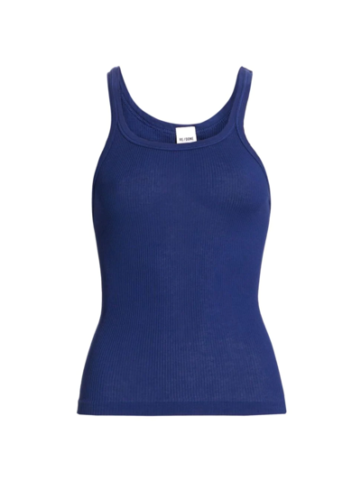 Shop Re/done Women's Ribbed Racerback Tank In French Blue