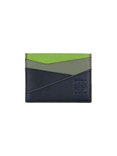 Shop Loewe Puzzle Plain Leather Cardholder In Apple Green