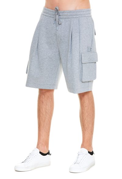 Shop Dolce & Gabbana Jogger Shorts With Dg Logo In Grey