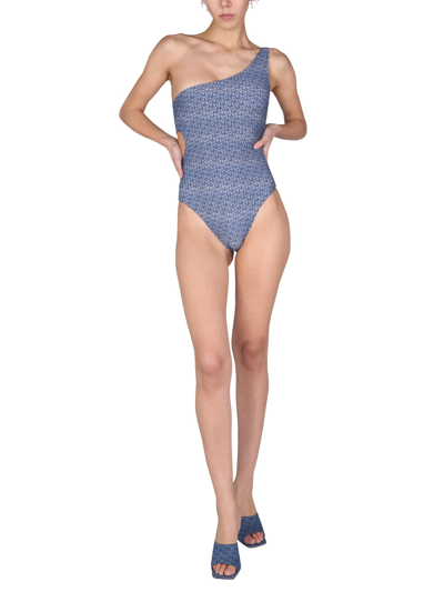 Shop Magda Butrym One Piece Cut-out Swimsuit In Blu