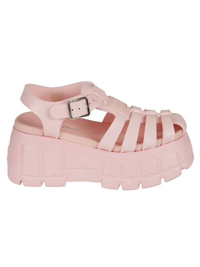 Shop Miu Miu Soft Cage Sandals In Rosa