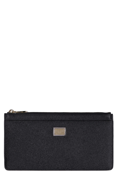 Shop Dolce & Gabbana Dauphine-print Leather Wallet In Black