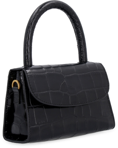 Shop By Far Printed Leather Mini-bag In Black
