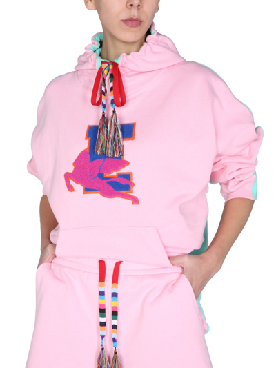 Shop Etro Sweatshirt With 3d Patch In Rosa