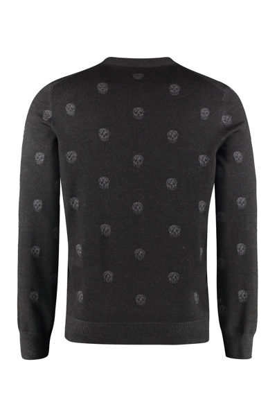 Shop Alexander Mcqueen Crew-neck Wool Sweater In Grey