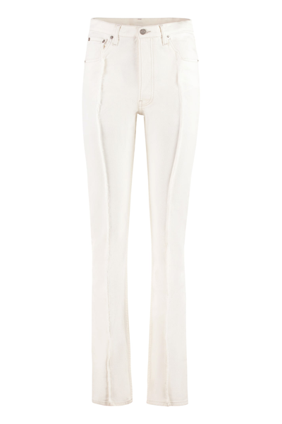 Shop Maison Margiela Spliced Straight-leg Jeans In White