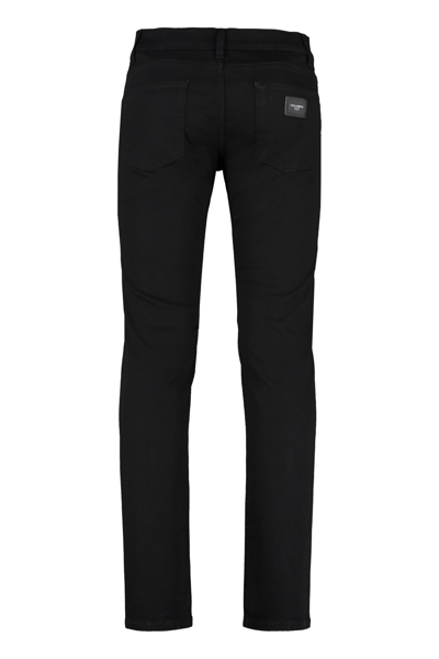 Shop Dolce & Gabbana Stretch Cotton Skinny Trousers In Black