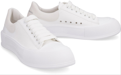Shop Alexander Mcqueen Canvas Low-top Sneakers In White