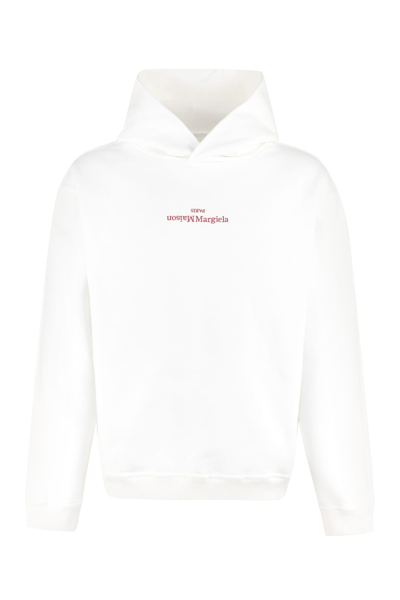 Shop Maison Margiela Logo Cotton Hoodie In White