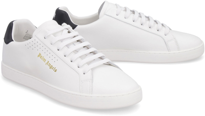Shop Palm Angels New Tennis Leather Sneakers In White
