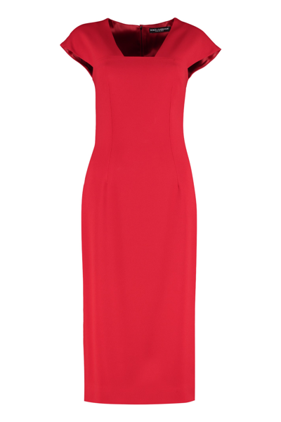Shop Dolce & Gabbana Crepe Sheath Dress In Red