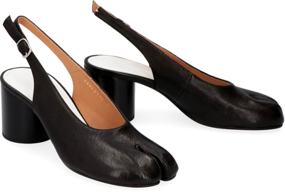 Maison Margiela 80mm Tabi Leather Pumps In Black