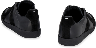 Shop Maison Margiela Replica Leather Sneakers In Black