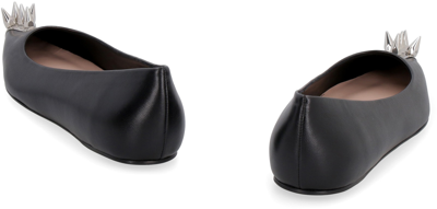 Shop Alexander Mcqueen Leather Pointy-toe Ballet Flats In Black