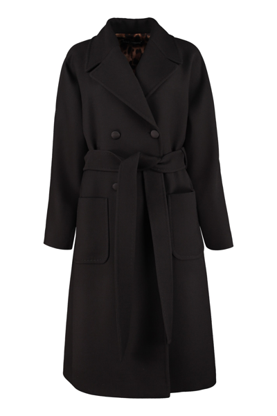 Shop Dolce & Gabbana Virgin Wool Double-breasted Coat In Black