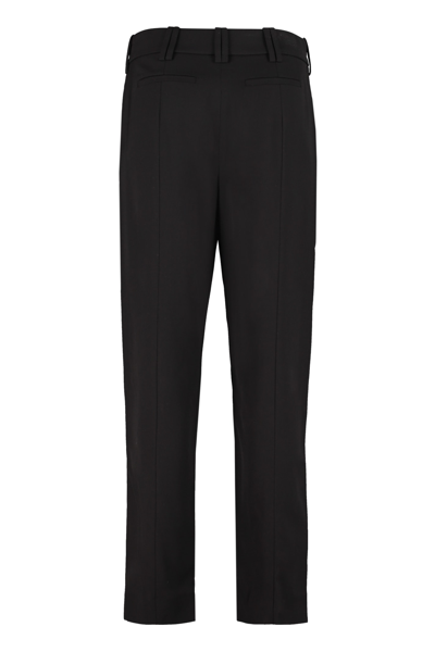 Shop Balmain High-waist Tapered-fit Trousers In Black