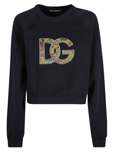 Shop Dolce & Gabbana Logo Patch Ribbed Sweatshirt In Black