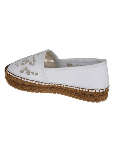 Shop Dolce & Gabbana Lace Paneled Logo Plaque Espadrillas In White