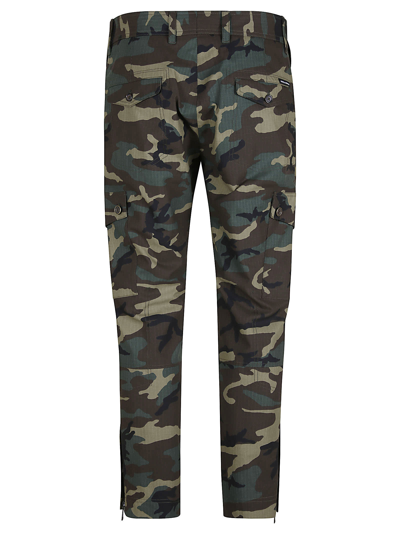 Shop Dolce & Gabbana Check Pattern Camouflage Cropped Cargo Pants In Military